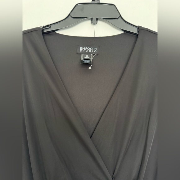 🎄🎁 Gorgeous A line Dress with 8 golden B buttons Shear long sleeves black large - Picture 5 of 10
